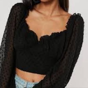 Missguided crop top woth long sleeves